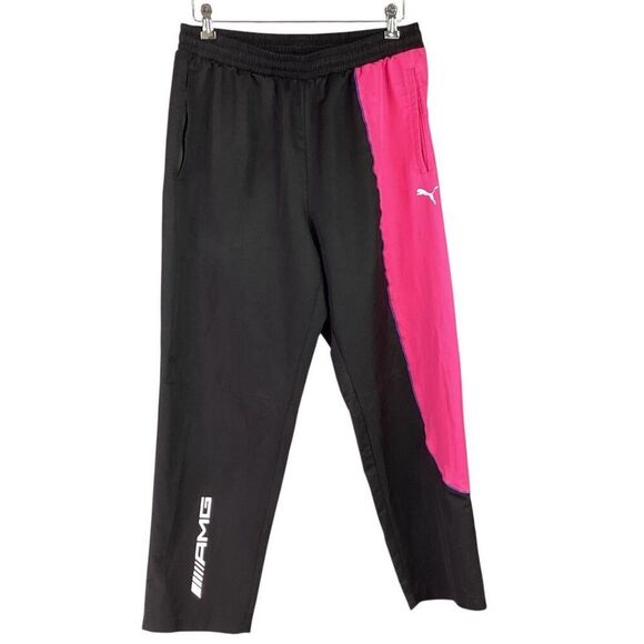 Puma Track Pants Mens L Black Pink Amg Mercedes Benz Petronas Woven Athletic - Picture 1 of 11